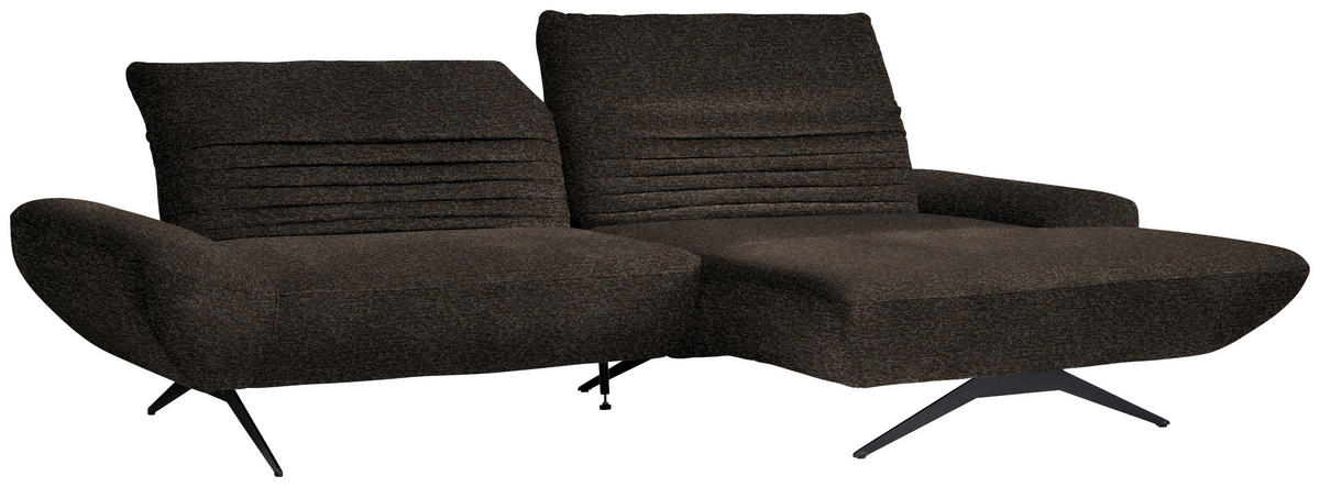 ECKSOFA  in Bouclé Dunkelbraun  280/170-195 cm  - Dunkelbraun/Schwarz, Design, Textil/Metall (280/170-195cm) - Dieter Knoll
