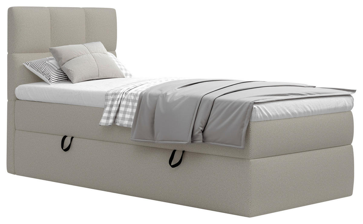BOXBETT 90/200 cm  in Creme  - Creme/Schwarz, Modern, Holz/Holzwerkstoff (90/200cm) - MID.YOU
