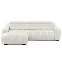 ECKSOFA AVEIRO Weiß Echtleder Bettkasten, Kopfteilverstellung, Sitzvorzug  - Schwarz/Weiß, Design, Leder/Kunststoff (177/274cm) - Livetastic