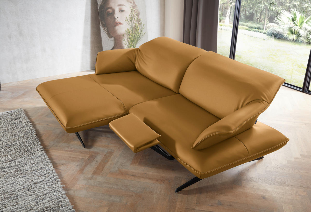 ECKSOFA in Echtleder Bernsteinfarben  - Beige/Bernsteinfarben, Design, Leder/Metall (169/252cm) - Koinor
