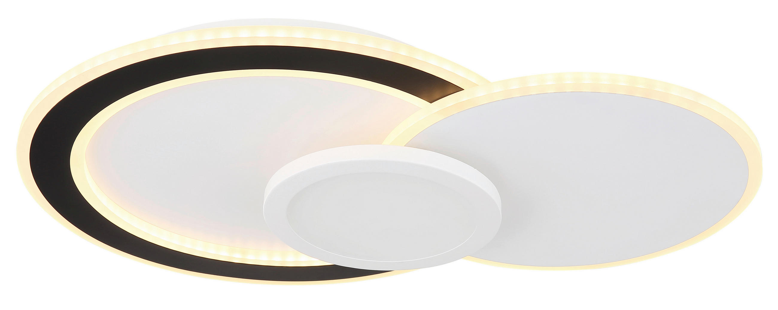 LED-DECKENLEUCHTE Gisell 57,5/40/8,5 cm   - Opal/Schwarz, Trend, Kunststoff/Metall (57,5/40/8,5cm) - Globo