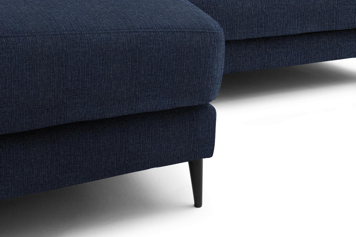 ECKSOFA in Flachgewebe Dunkelblau  177/253 cm  - Schwarz/Dunkelblau, Design, Textil/Metall (177/253cm) - Dieter Knoll