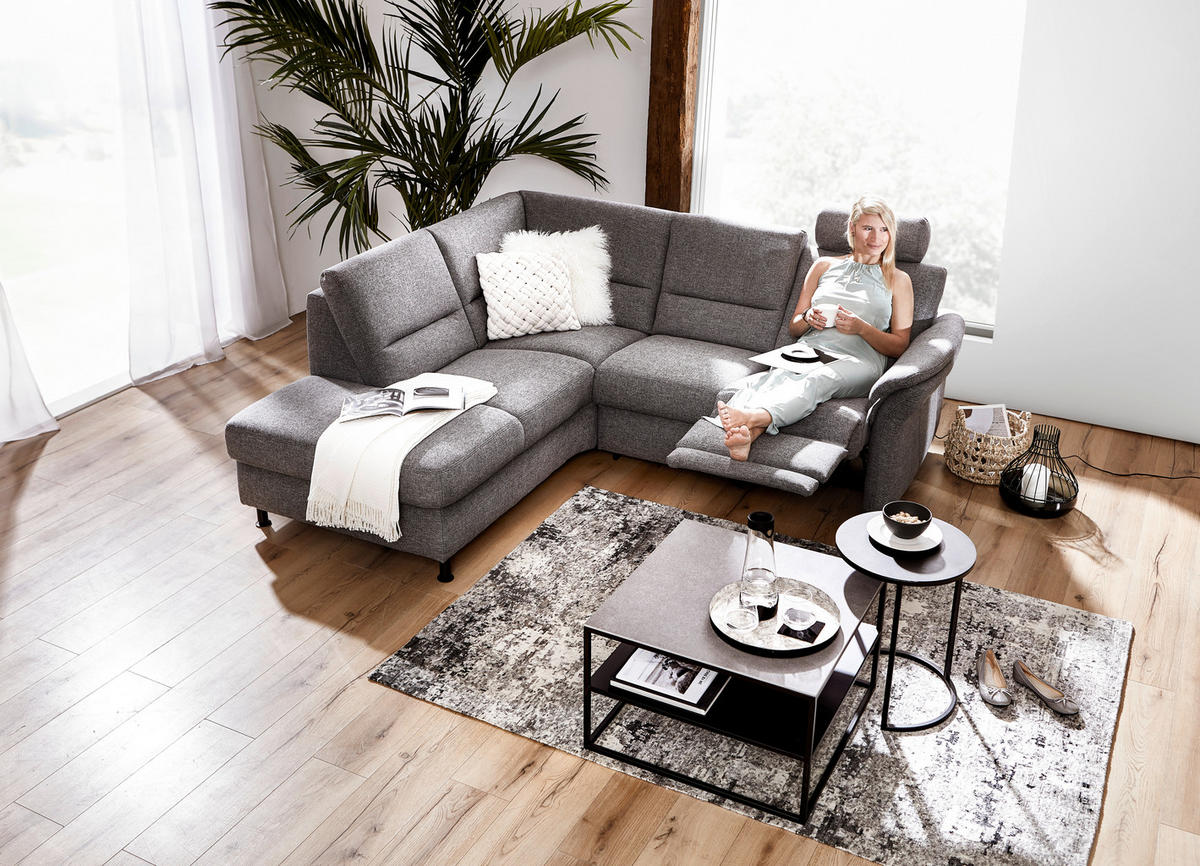 HÖRNSOFFA i flatväv grå  - svart/grå, Design, metall/textil (203/227cm) - Beldomo System