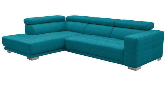 ECKSOFA in Mikrofaser Türkis  - Türkis/Chromfarben, Design, Textil/Metall (207/301cm) - Xora