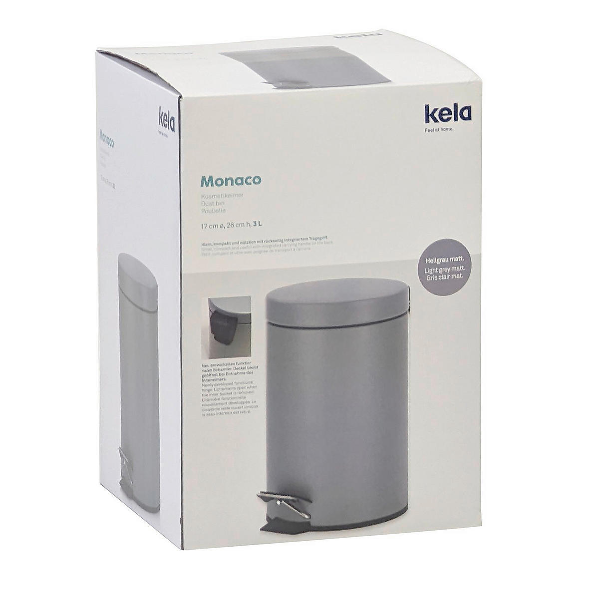 KOSMETIKEIMER MONACO 3 L  - Hellgrau/Schwarz, Basics, Kunststoff/Metall (17/26cm) - Kela