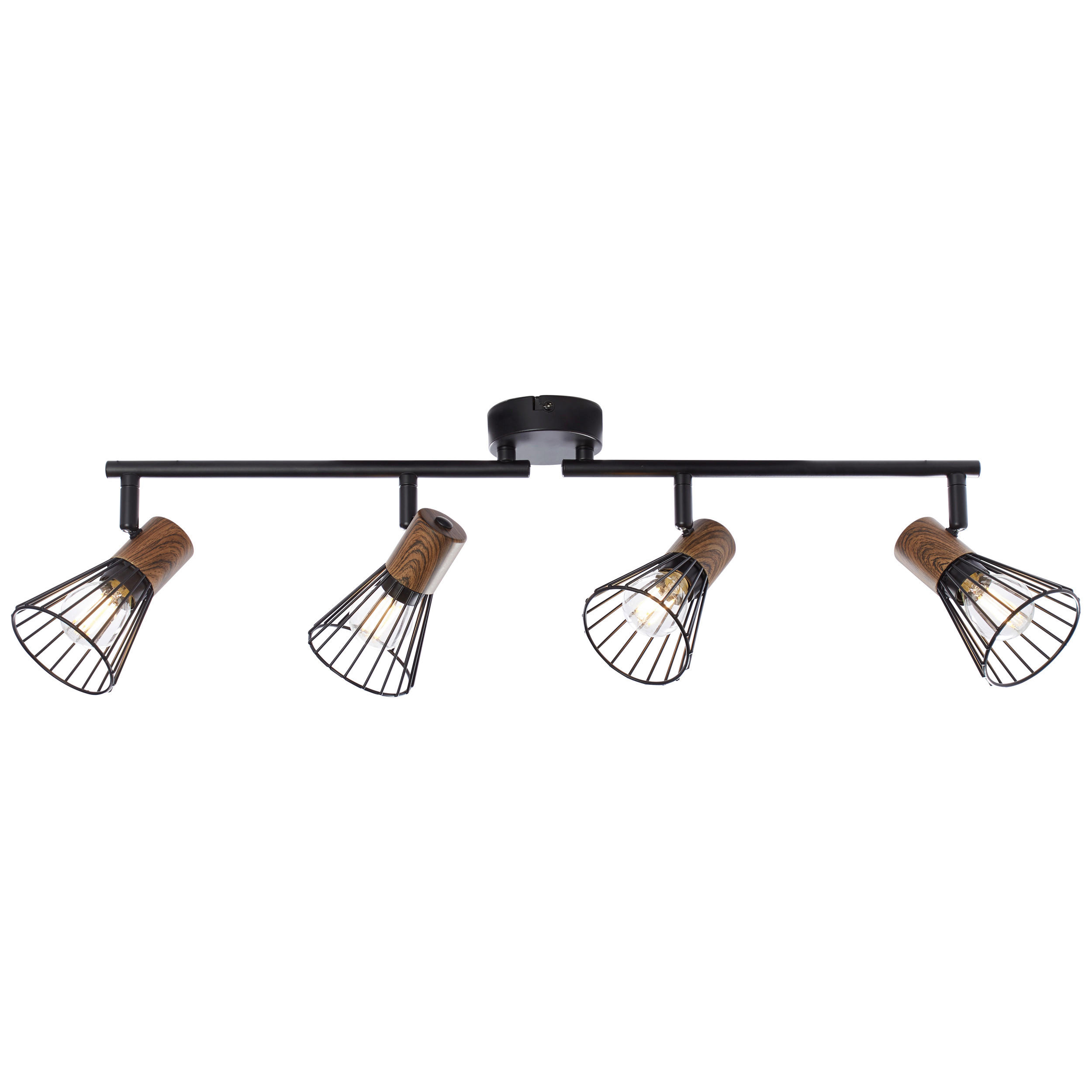 DECKENLEUCHTE Manama 60,5/18/20 cm   - Schwarz, Design, Holz/Metall (60,5/18/20cm) - Brilliant