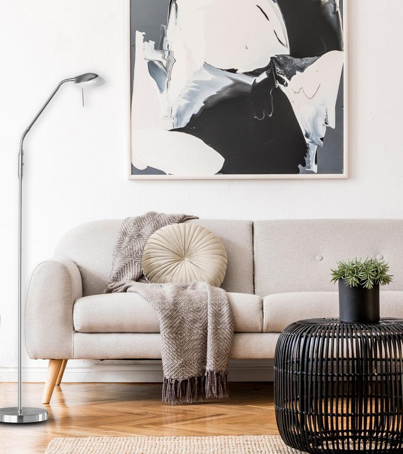 STOJACIA LED LAMPA, 23/160 cm  - niklová, Design, kov/sklo (23/160cm) - Fischer & Honsel