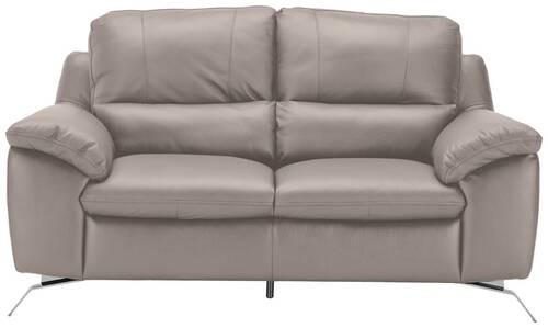 2-SITZER-SOFA in Kombination Echtleder/Lederlook Grau - Silberfarben/Grau, Design, Leder/Metall (174/97/95cm) - Livetastic