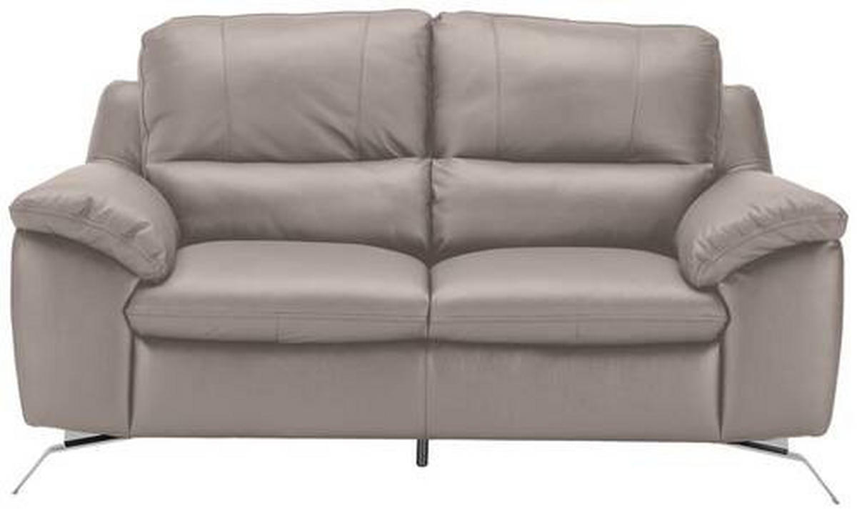 2-SITZER-SOFA in Kombination Echtleder/Lederlook Grau  - Silberfarben/Grau, Design, Leder/Metall (174/97/95cm) - Livetastic