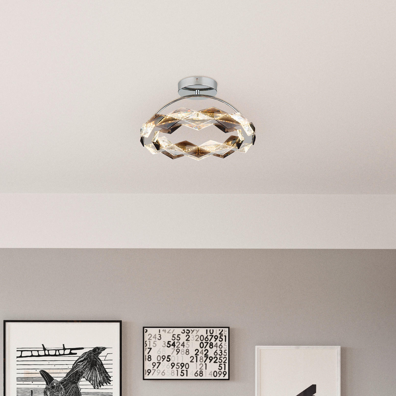 LED-DECKENLEUCHTE 37,5/21,5 cm   - Klar, Design, Kunststoff/Metall (37,5/21,5cm) - Globo