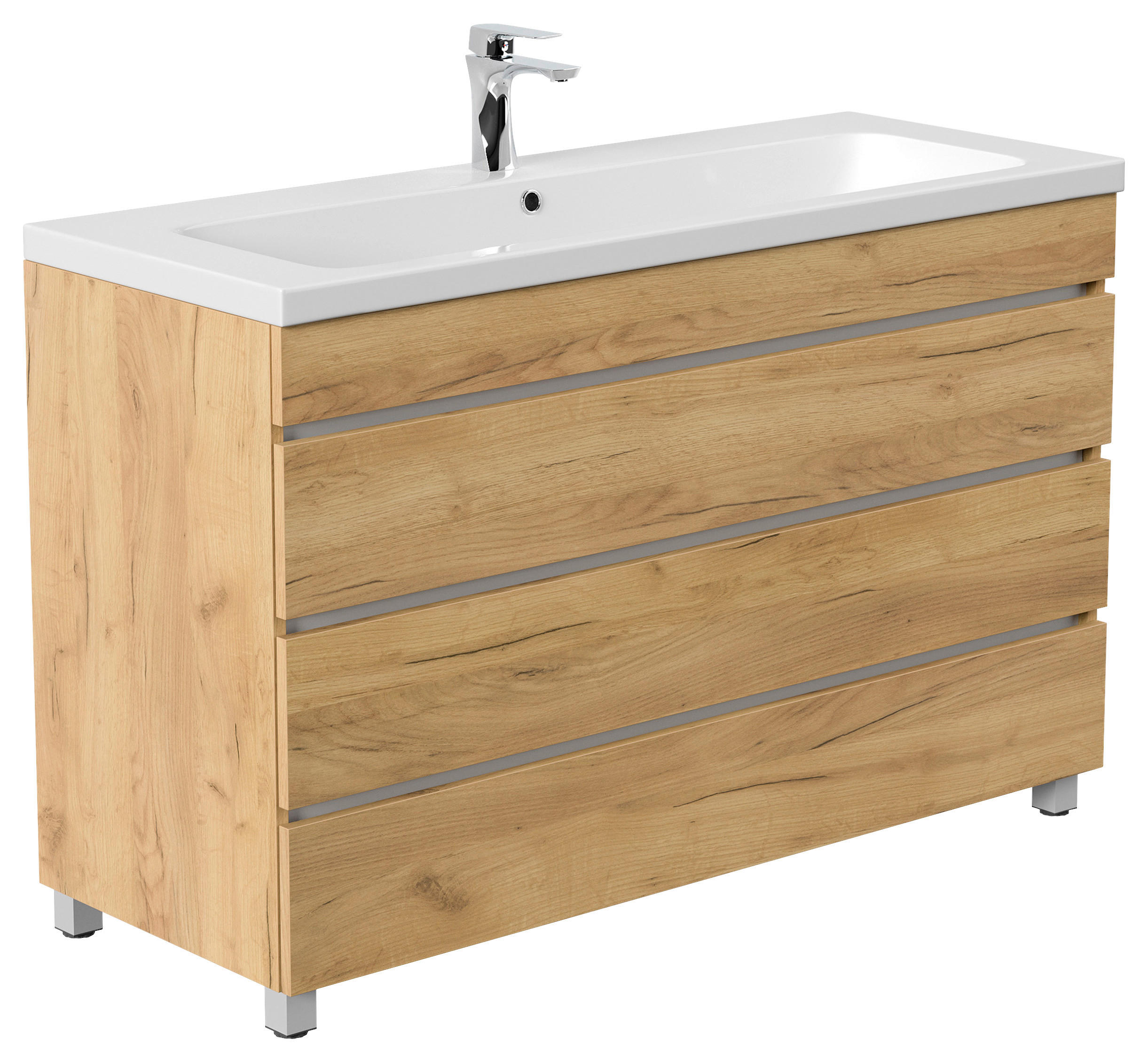 WASCHTISCHKOMBI 120 cm  - Eichefarben/Weiß, Basics, Holzwerkstoff/Stein (120cm) - MID.YOU