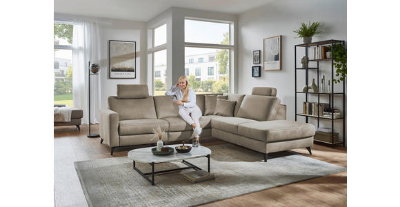 ECKSOFA Dieter Knoll Beigebraun Mikrofaser  - Beigebraun/Schwarz, Design, Textil/Metall (269/238cm) - Dieter Knoll