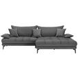 ECKSOFA in Webstoff Graubraun  292/176 cm  - Graubraun/Schwarz, MODERN, Textil/Metall (292/176cm) - Carryhome