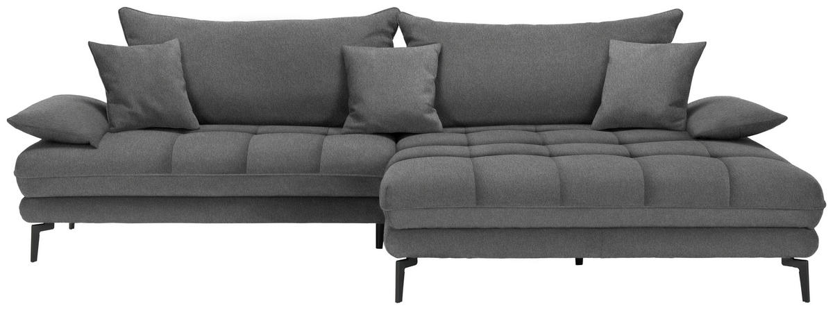 ECKSOFA in Webstoff Graubraun  292/176 cm  - Graubraun/Schwarz, MODERN, Textil/Metall (292/176cm) - Carryhome