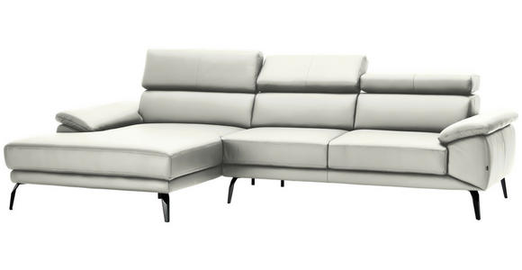 ECKSOFA in Echtleder Weiß  - Schwarz/Weiß, Design, Leder/Metall (187/295cm) - Novel