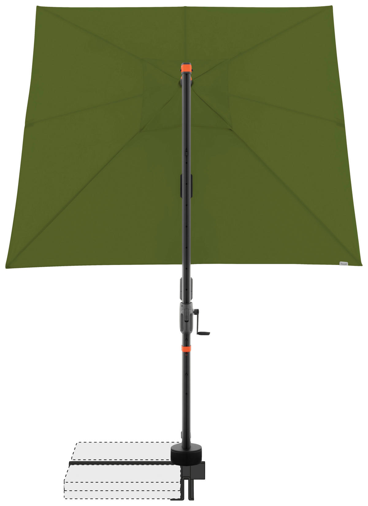 AMPELSCHIRM 210x210 cm  - Anthrazit/Grün, Basics, Textil/Metall (210/210cm) - Doppler