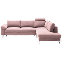 ECKSOFA  in Velours Rosa  281/200 cm  - Chromfarben/Rosa, Design, Textil/Metall (281/200cm) - Pure Home Lifestyle