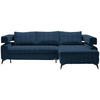 ECKSOFA Dunkelblau Chenille  - Schwarz/Dunkelblau, KONVENTIONELL, Textil/Metall (265/184cm) - Hom`in