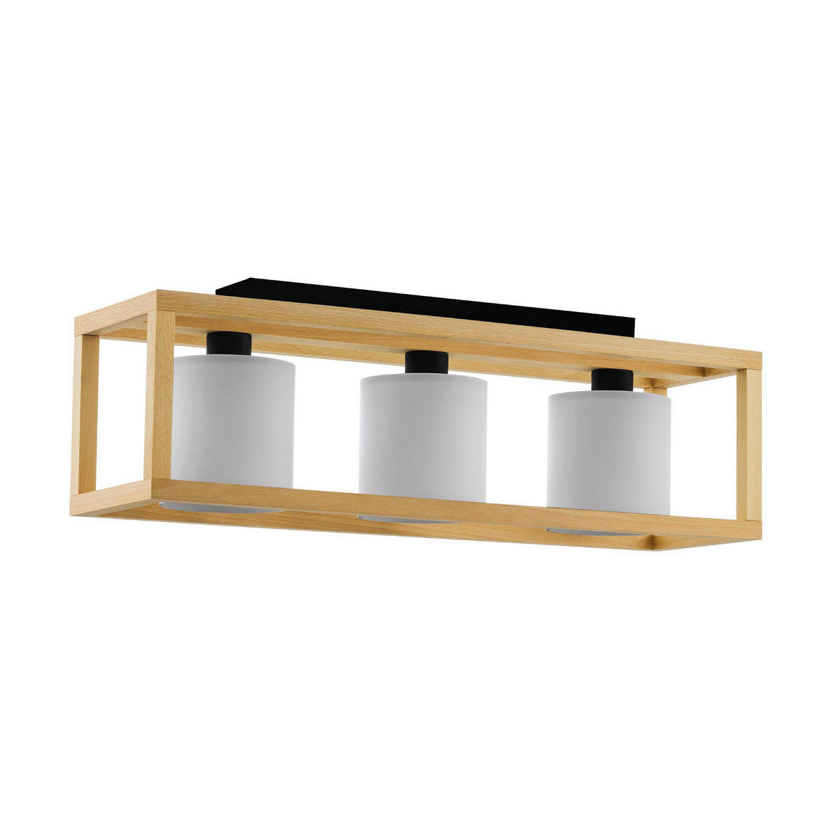 DECKENLEUCHTE Granad 77/20/28 cm   - Schwarz/Braun, Natur, Holz/Textil (77/20/28cm) - Eglo