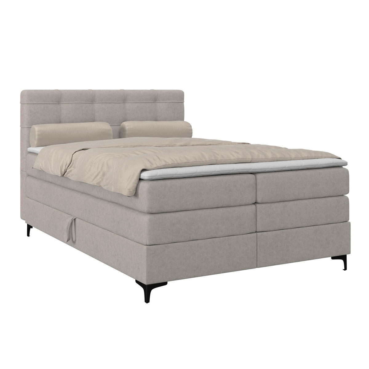 BOXSPRINGBETT 140/200 cm,  in Lavagrau, H3 = fest  - Lavagrau/Schwarz, KONVENTIONELL, Kunststoff/Textil (140/200cm)