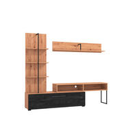 WOHNWAND  in Schwarz, Eiche Artisan  205,5/173/41,5 cm  - Schwarz/Eiche Artisan, KONVENTIONELL, Holzwerkstoff/Kunststoff (205,5/173/41,5cm) - Carryhome