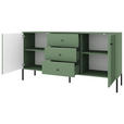 SIDEBOARD Iseo in 154,5/79/39 cm - Dunkelgrün/Schwarz, Design, Holzwerkstoff/Metall (154,5/79/39cm) - Xora