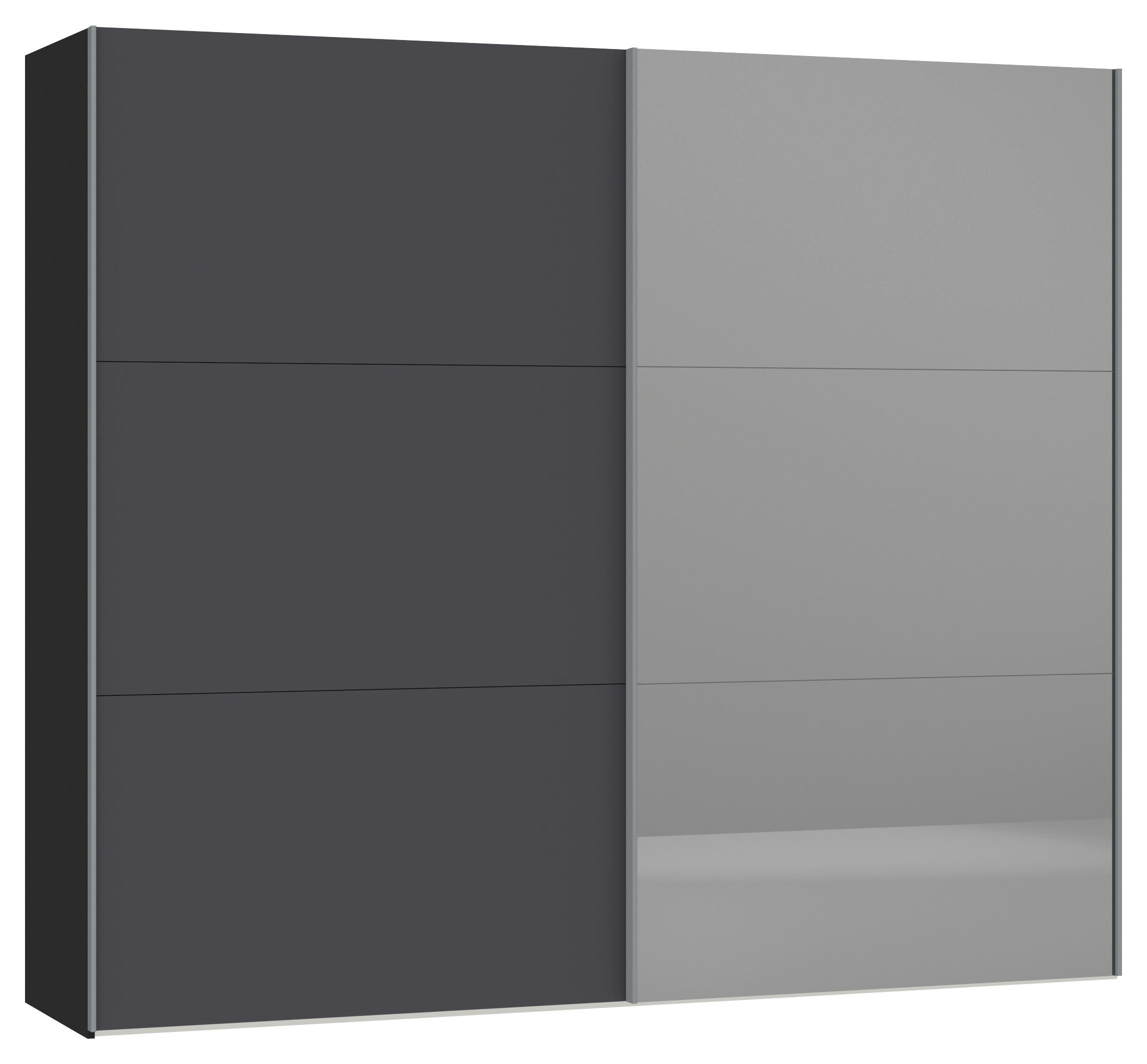 SCHWEBETÜRENSCHRANK 253/220/65 cm 2-türig Anthrazit, Schwarz  - Anthrazit/Silberfarben, Design, Glas/Holzwerkstoff (253/220/65cm) - Jutzler