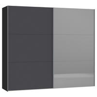 SCHWEBETÜRENSCHRANK 253/220/65 cm 2-türig Anthrazit, Schwarz  - Anthrazit/Silberfarben, Design, Glas/Holzwerkstoff (253/220/65cm) - Jutzler