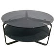 COUCHTISCH in Metall, Glas 80/80/44 cm  - Schwarz/Grau, Design, Glas/Metall (80/80/44cm) - Novel