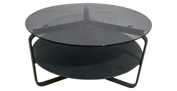 COUCHTISCH in Metall, Glas 80/80/44 cm  - Schwarz/Grau, Design, Glas/Metall (80/80/44cm) - Novel