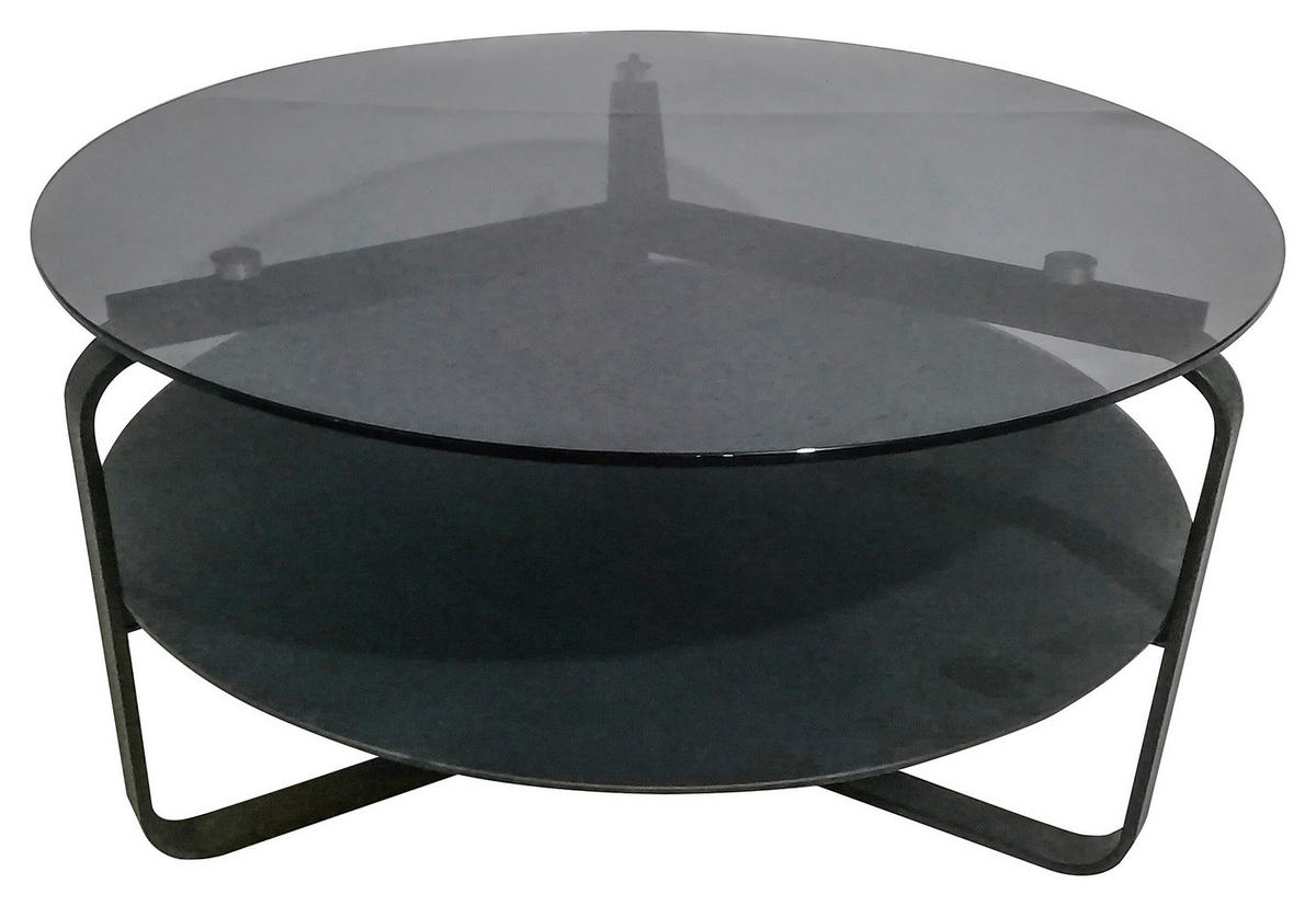 COUCHTISCH in Metall, Glas 80/80/44 cm  - Schwarz/Grau, Design, Glas/Metall (80/80/44cm) - Novel