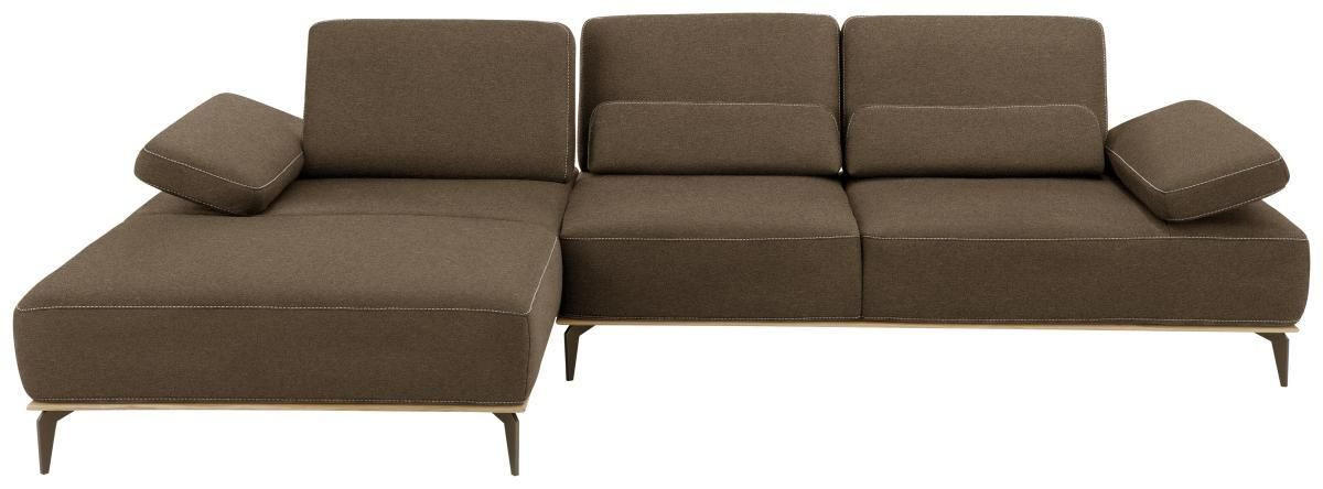 ECKSOFA in Mikrofaser Braun  - Beige/Bronzefarben, Natur, Textil/Metall (176/298cm) - Valnatura