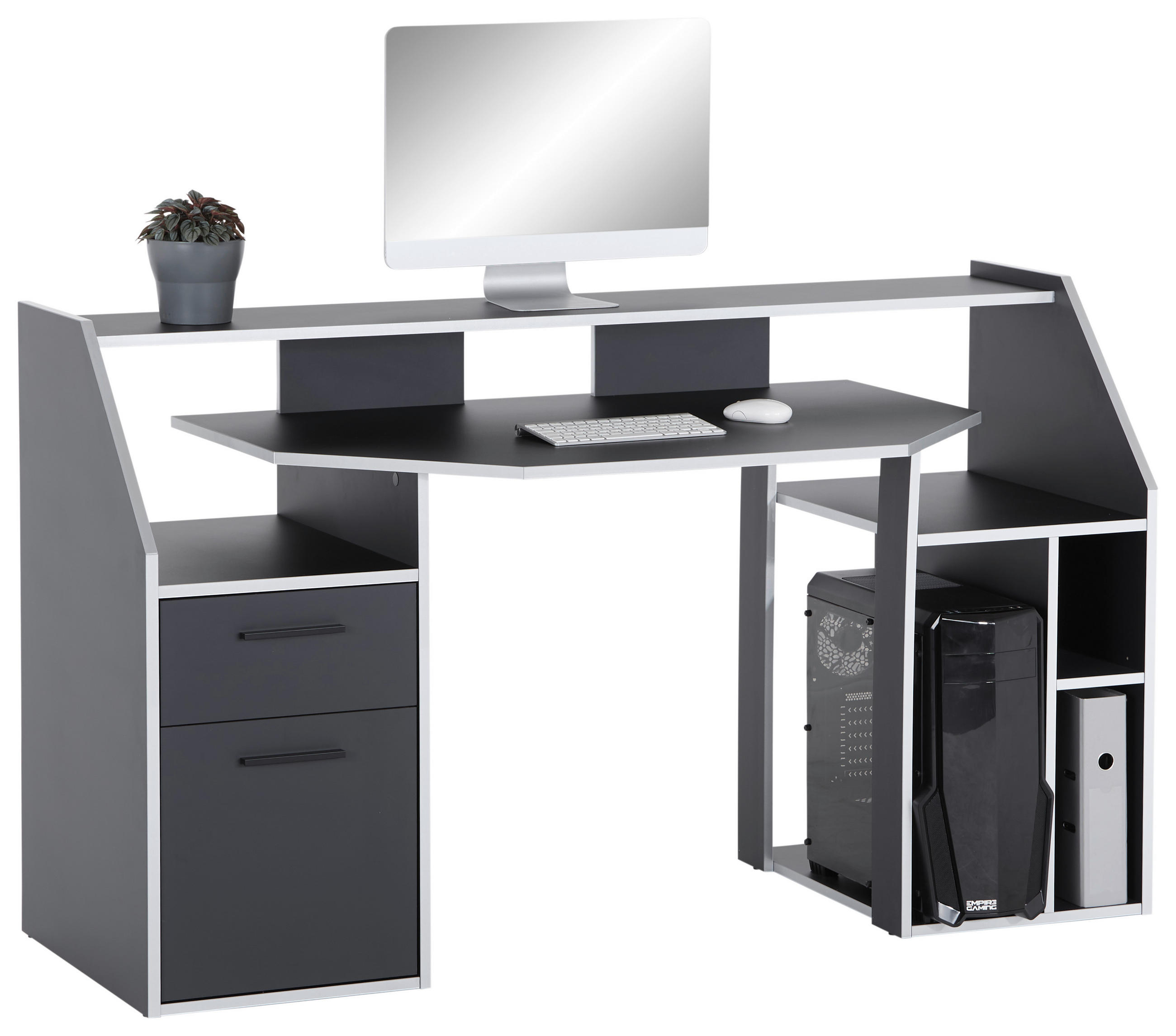 Gaming Tisch Mit Stauraum B 160cm H 95cm Turbo Anthrazit