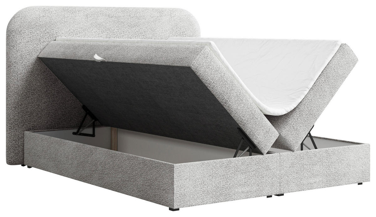 BOXBETT 140/200 cm,  in Grau, Bettkasten, Topper,  - Schwarz/Grau, MODERN, Holz/Kunststoff (140/200cm) - MID.YOU