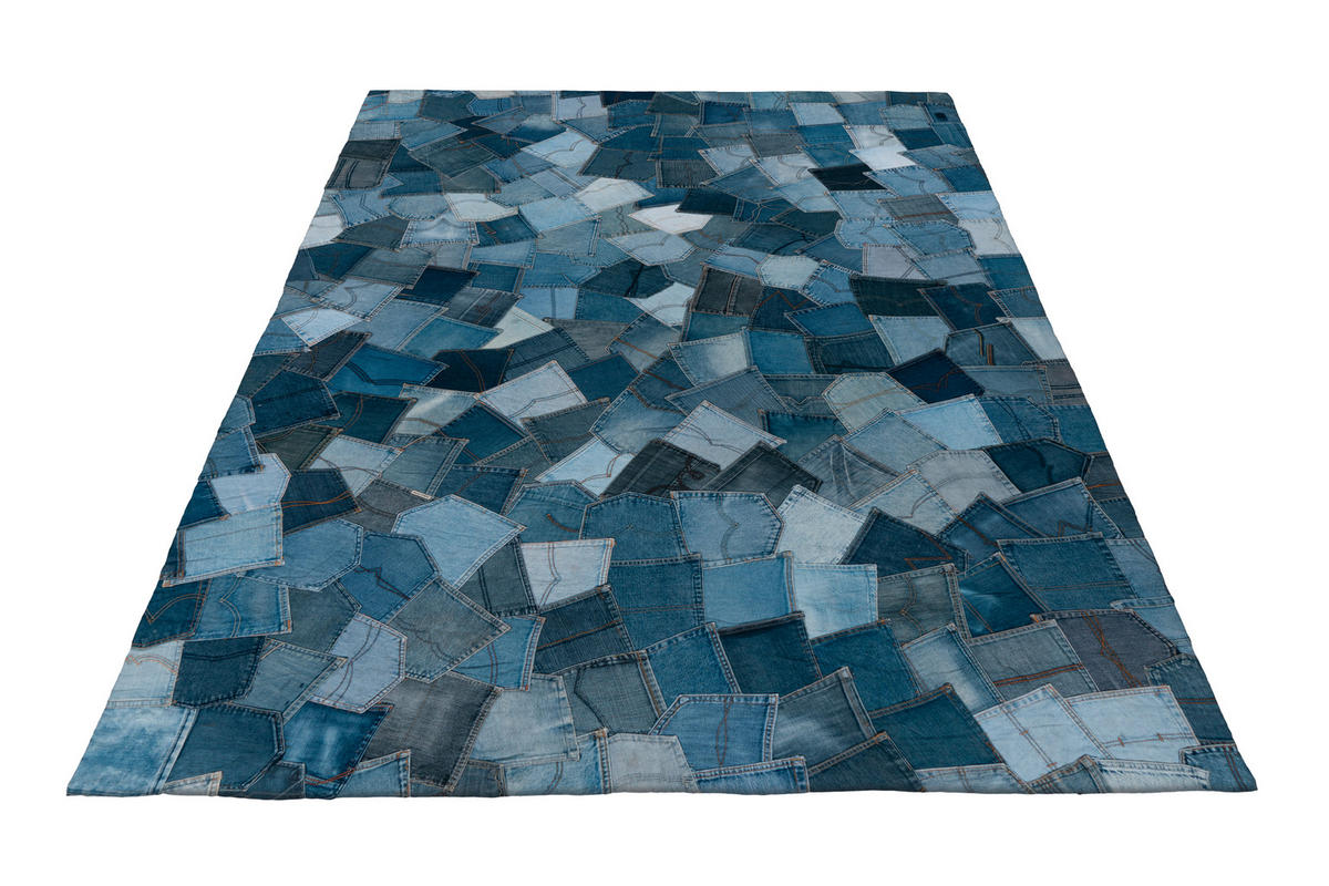 FLACHWEBETEPPICH 80/150 cm My Denim Pocke Blau  - Blau, Basics, Textil (80/150cm) - Obsession