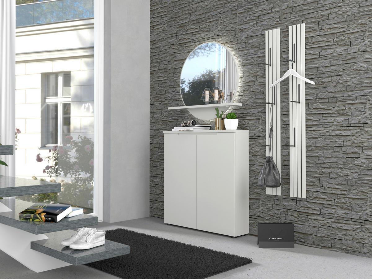 GARDEROBE 3-teilig  in 127/187/22 cm  - Grau, Design, Glas/Holzwerkstoff (127/187/22cm) - Xora