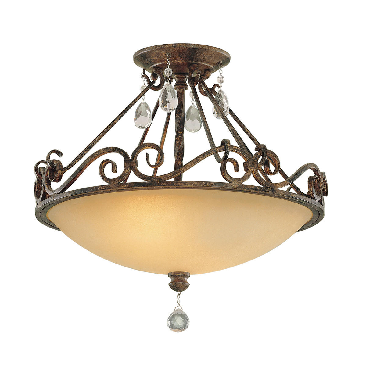 DECKENLEUCHTE  39.2/33.4 cm    - Bronzefarben, Konventionell, Glas/Metall (39.2/33.4cm) - Elstead Lighting