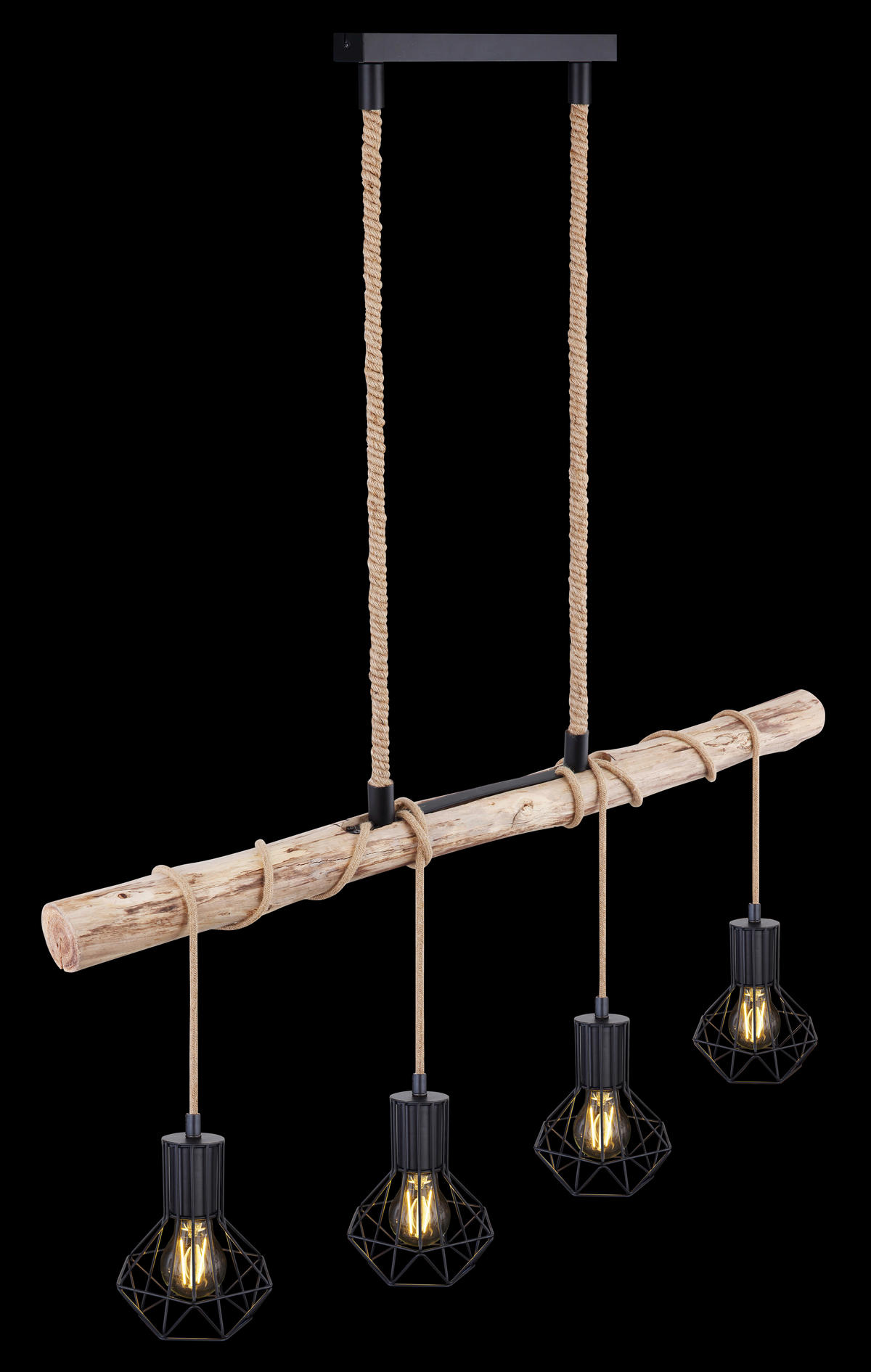 HÄNGELEUCHTE 100/15/120 cm  - Schwarz/Naturfarben, Natur, Holz/Metall (100/15/120cm) - Marama