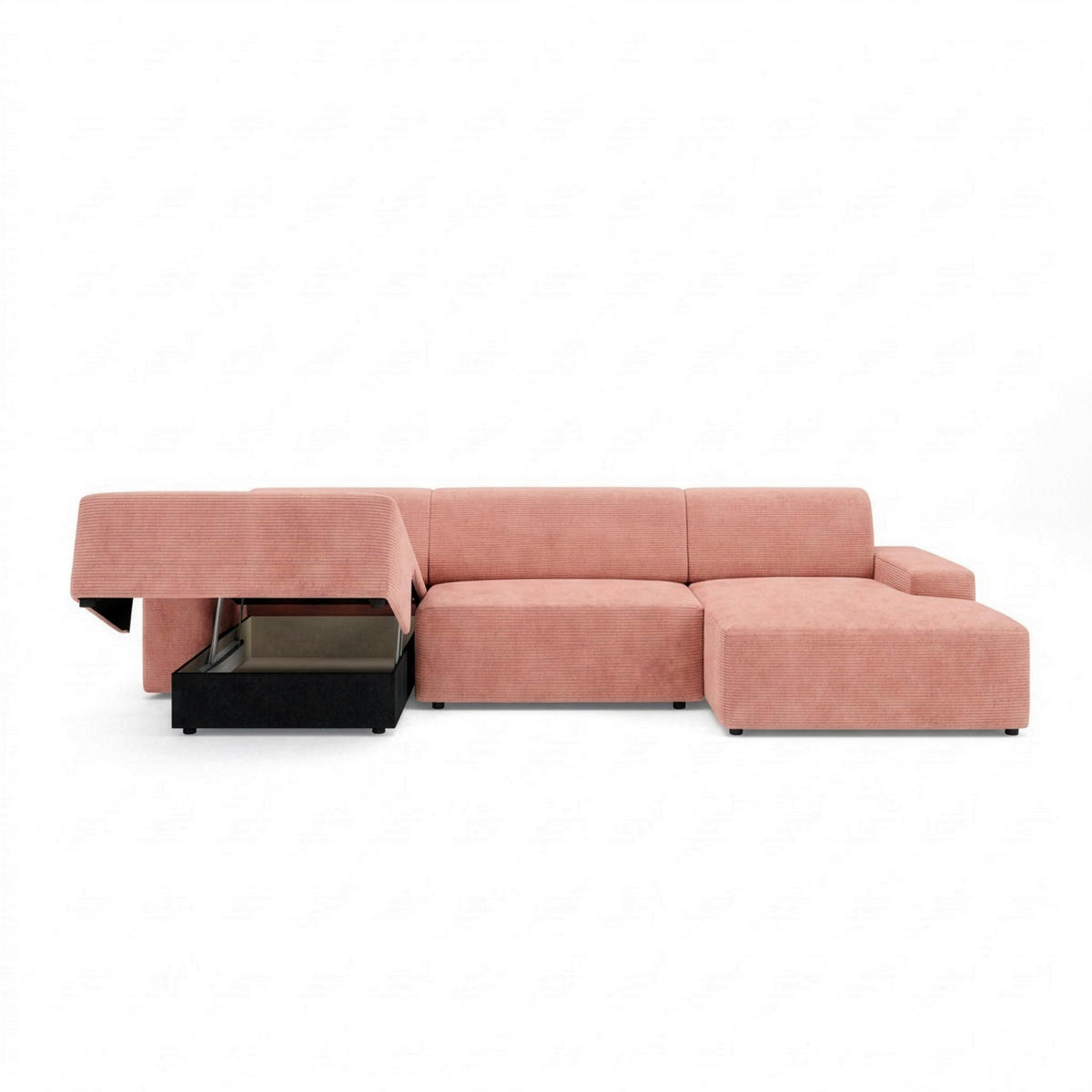 WOHNLANDSCHAFT Cord Pink  - Pink/Schwarz, Modern, Kunststoff/Textil (162/329/162cm) - Trendmanufaktur