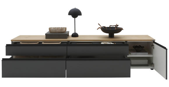 LOWBOARD  225/46/41 cm 4 Schublade(n) erweiterbar, Typenauswahl, Beimöbel erhältlich, stehend, hängend  - Eichefarben/Anthrazit, Design, Holzwerkstoff/Kunststoff (225/46/41cm) - Dieter Knoll