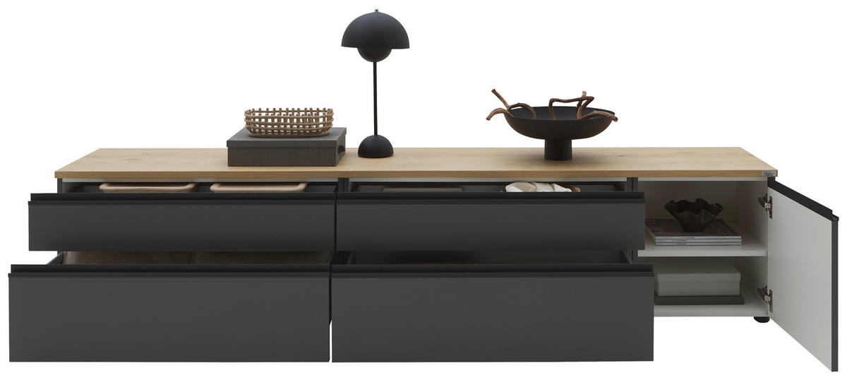 LOWBOARD  in 225/46/41 cm  - Eichefarben/Anthrazit, Design, Holzwerkstoff/Kunststoff (225/46/41cm) - Dieter Knoll