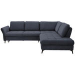 ECKSOFA in Bouclé Dunkelblau  - Schwarz/Dunkelblau, Natur, Textil/Metall (288/233cm) - Valnatura