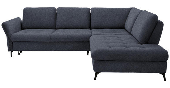 ECKSOFA in Bouclé Dunkelblau  - Schwarz/Dunkelblau, Natur, Textil/Metall (288/233cm) - Valnatura