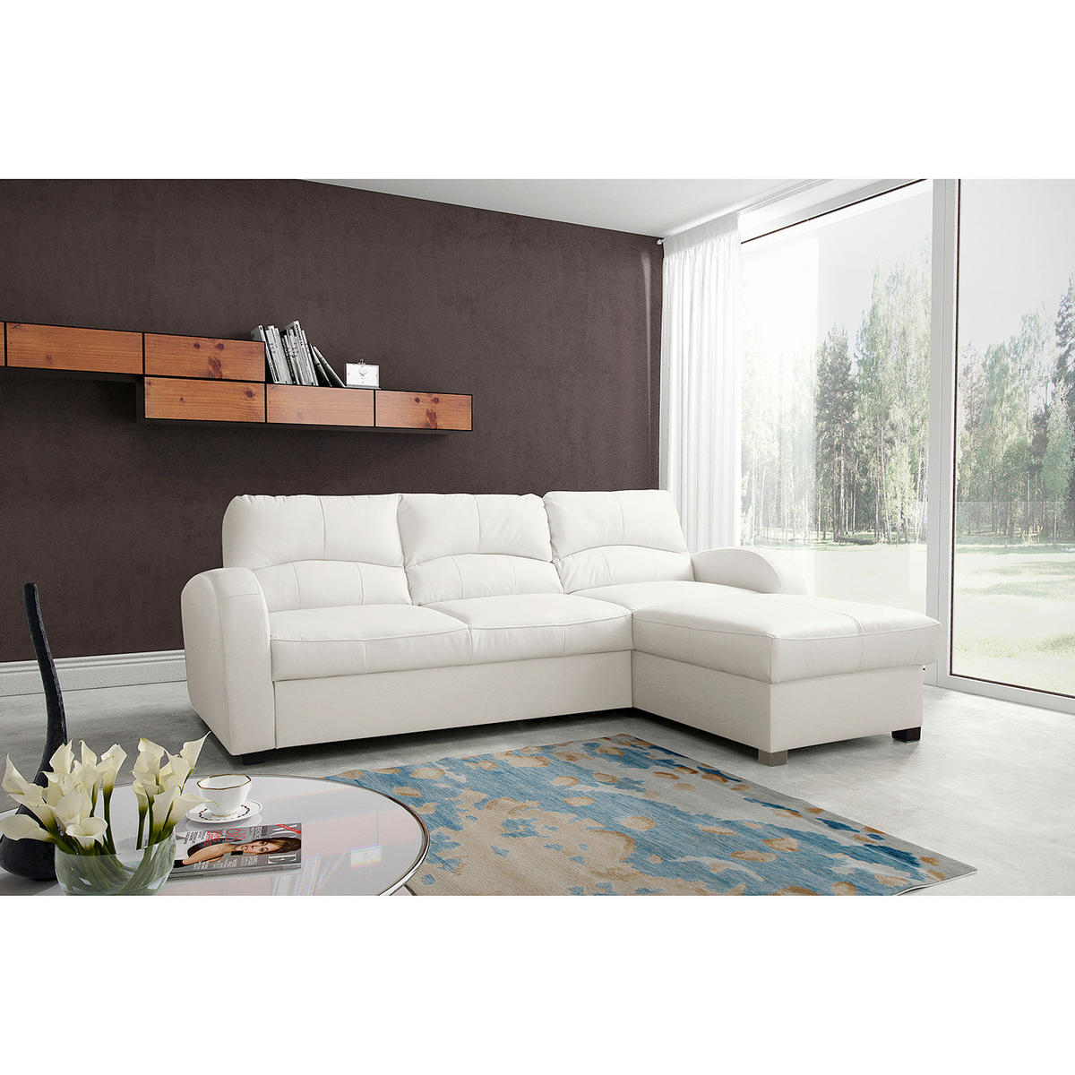 ECKSOFA 227/168 cm TILO in Lederlook Weiß Bettkasten  227/168 cm  - Schwarz/Weiß, Design, Kunststoff/Textil (227/168cm) - Livetastic