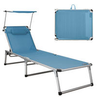 GARTENLIEGE 61/74/190 cm  - Silberfarben/Hellblau, Basics, Textil/Metall (61/74/190cm) - Modante