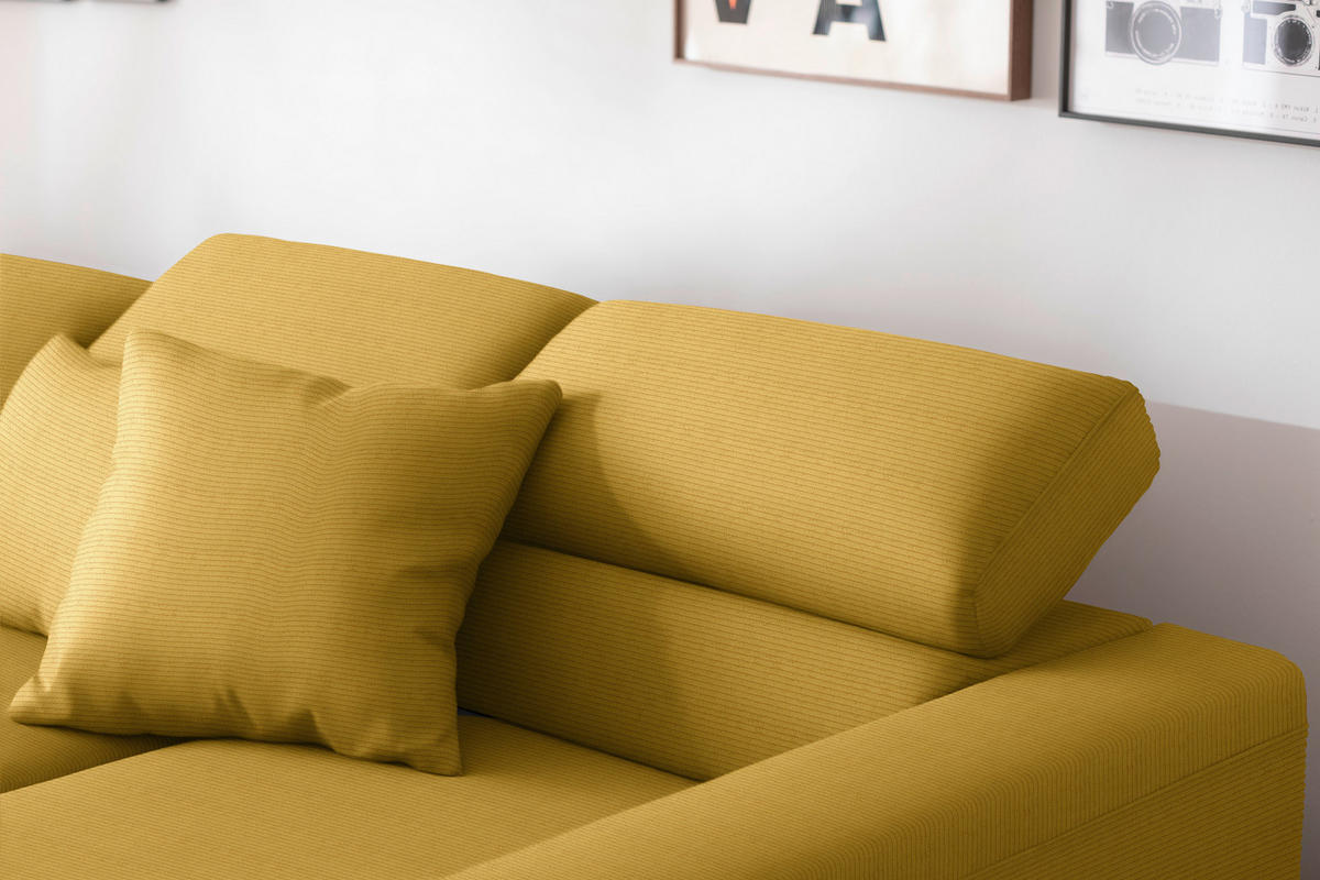 ECKSOFA Cord Goldfarben  - Goldfarben/Schwarz, Design, Textil/Metall (293/215-217cm) - Schöner Wohnen