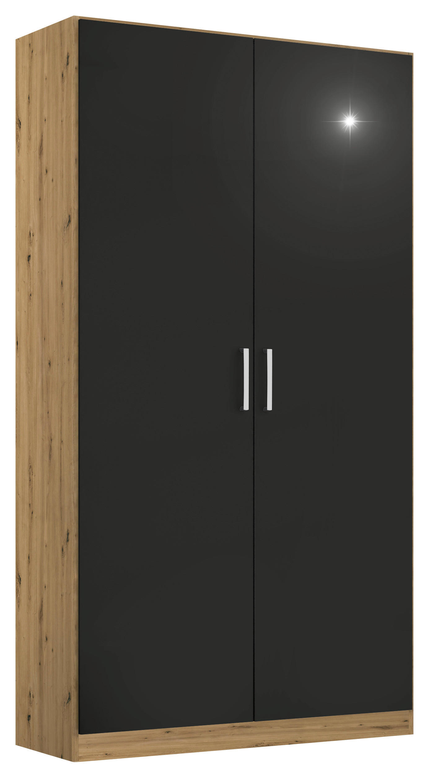 GARDEROB MED GÅNGJÄRNSDÖRRAR 91/210/54 cm ek Artisan, grå  - kromfärg/grå, Modern, trämaterial/plast (91/210/54cm) - Rauch Möbel