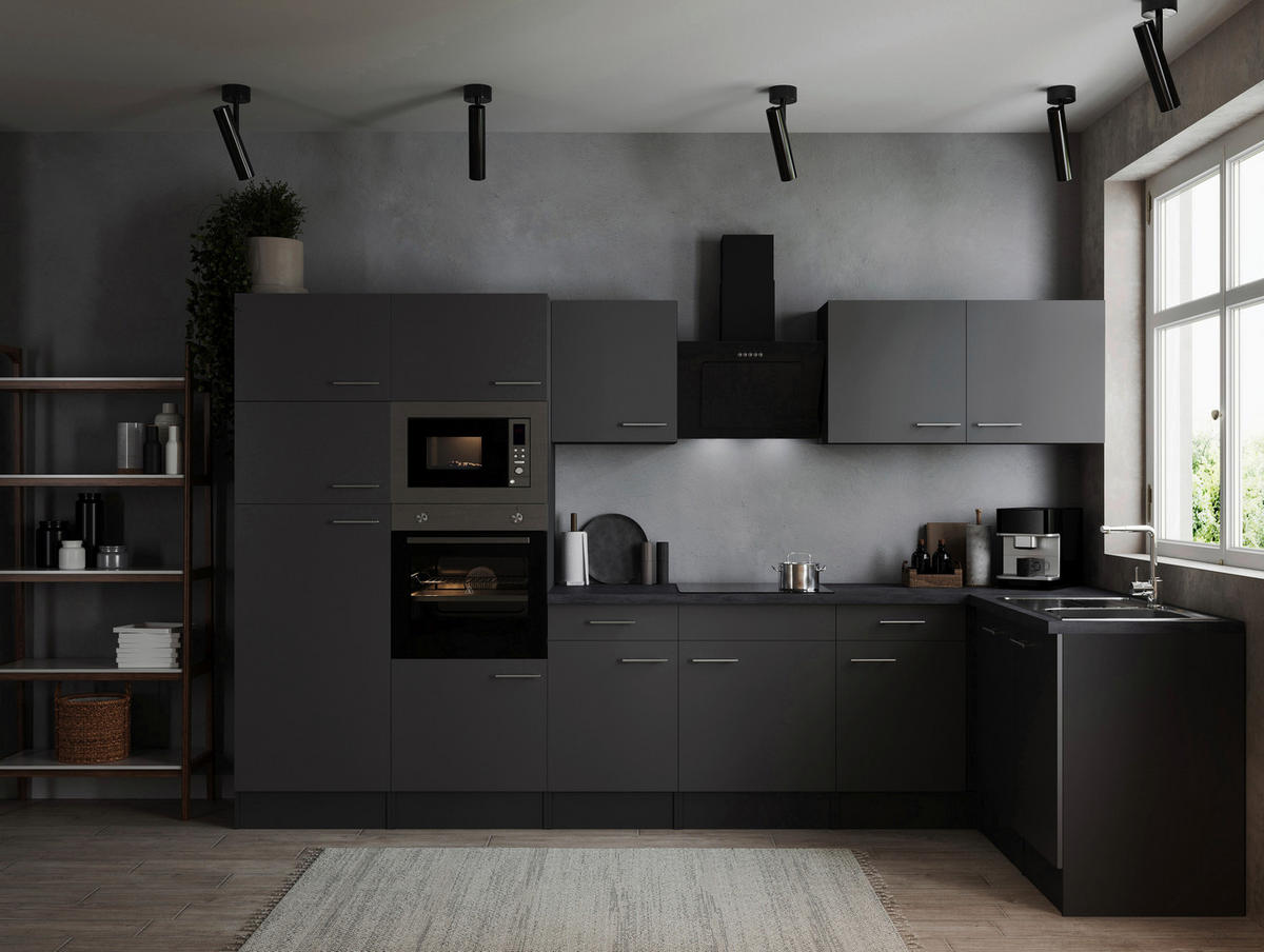 ECKKÜCHE - Silberfarben/Grau, Design, Holzwerkstoff/Metall (340/172cm) - Respekta