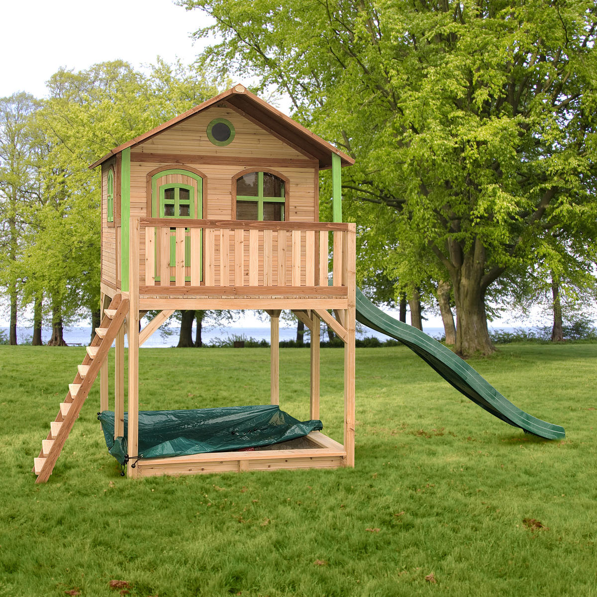 SPIELTURM 480/324/212 cm  - Braun/Grün, KONVENTIONELL, Holz (480/324/212cm) - Ambia Garden