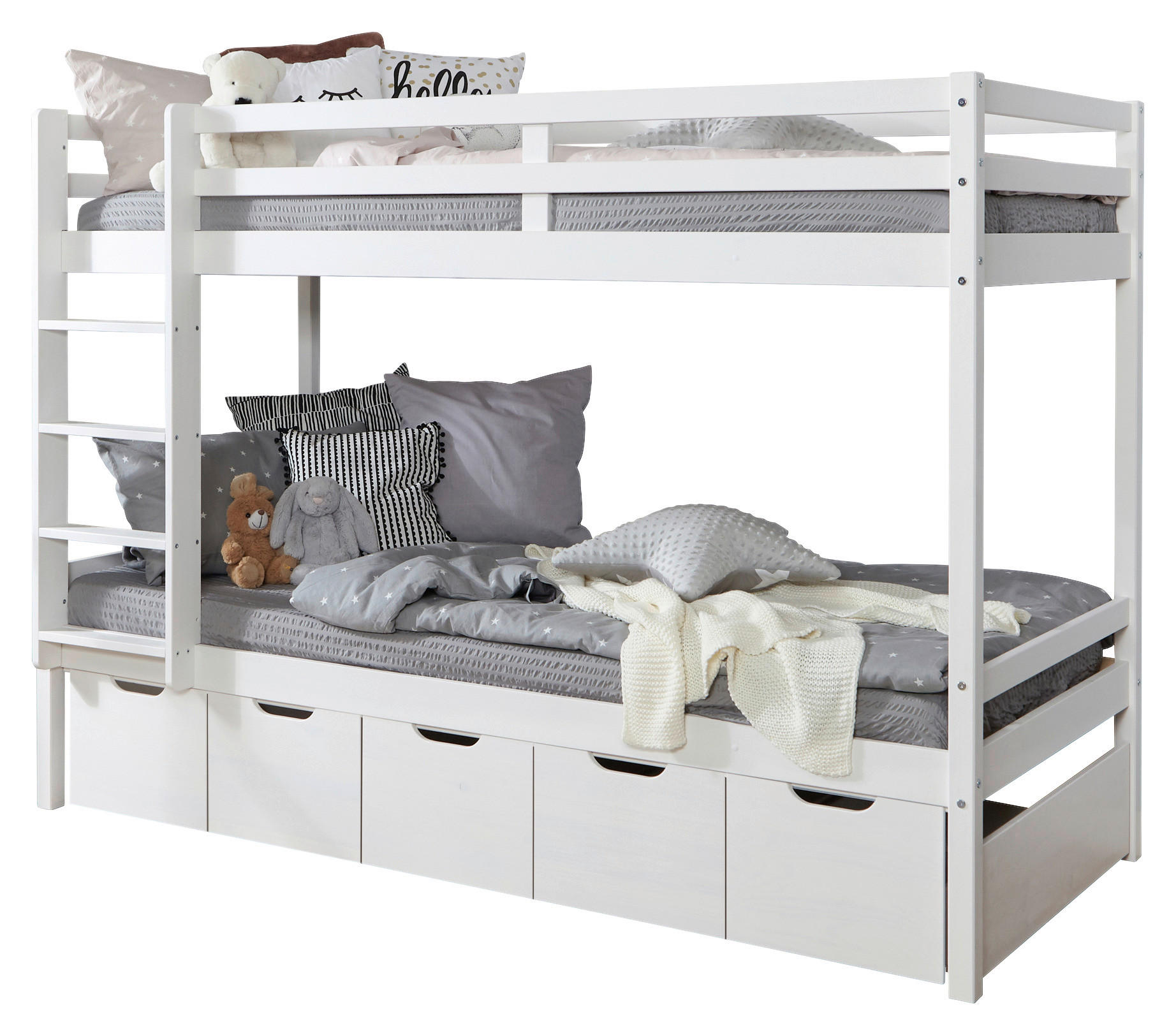 ETAGENBETT 90/200 cm,  in Absturzsicherung, Leiter, Bettschublade  - MODERN (90/200cm) - Livetastic